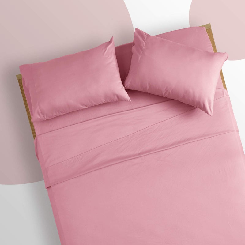 SLEEP ZONE Kids Twin Bed Sheets Set 3-Piece - Super Soft & Cute Kids Sheet Set with Flat Sheet, Fitted Sheet, Pillowcase (Twin, Ballet Pink) - Image 3